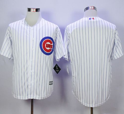 Cubs Blank White Strip New Cool Base Stitched MLB Jersey - Click Image to Close